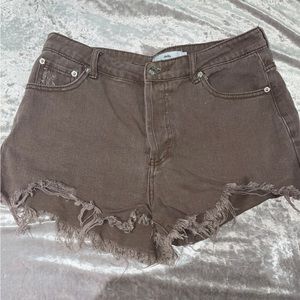 Adika | Brown High Waisted Denim Shorts